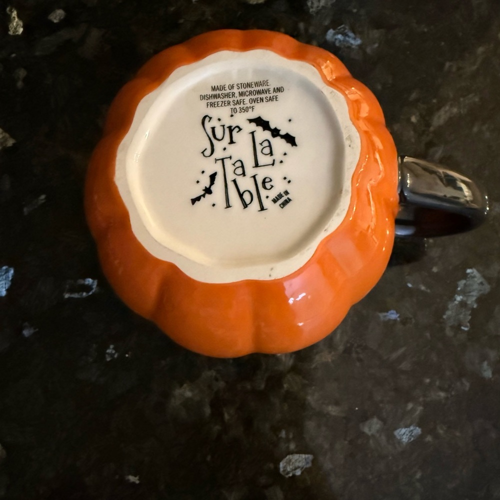 Sur La Table - Pumpkin Face Orange and Black Mug